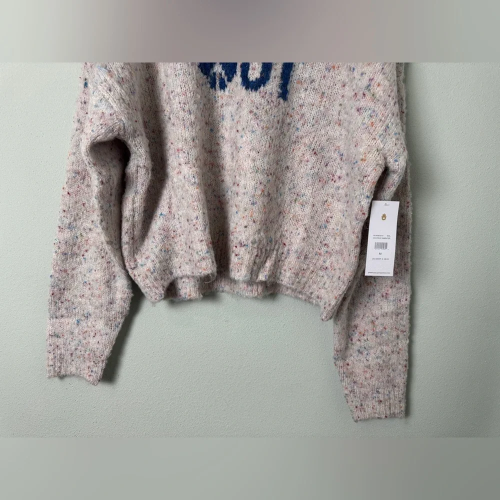 NWT Spiritual Gangster Beatrice Peace Out Wool Blend Speckled Sweater in Birch M